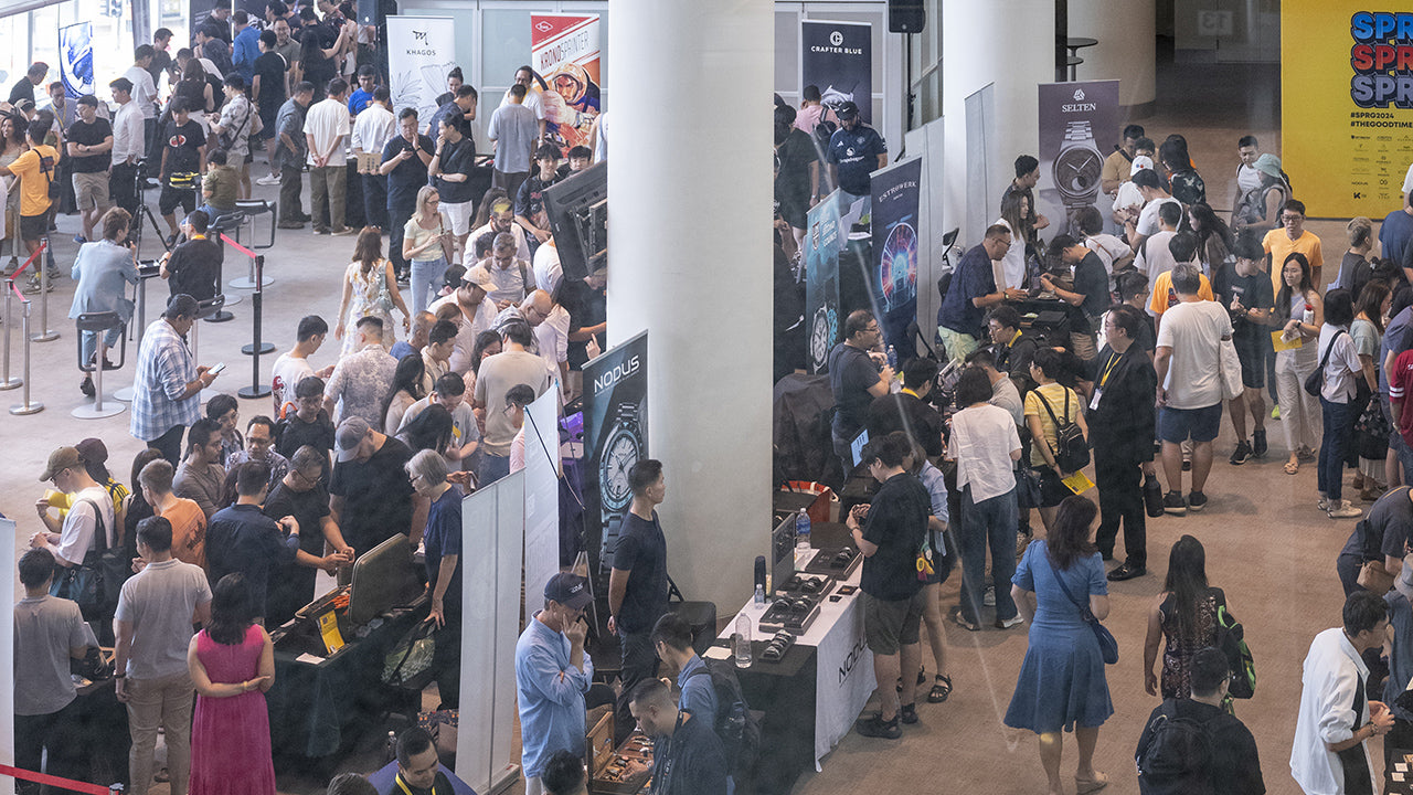 Visitors exploring independent watch brands at SPRING SPRANG SPRUNG 2025, as featured by Watches By SJX.
