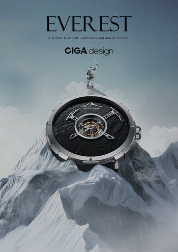 CIGA Design Everest collection featuring the Everest Summit Central Tourbillon with mountain-inspired textured dial and titanium construction.