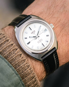 Oris Star Edition white dial dress watch with black leather strap