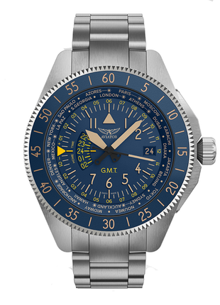 Aviator Airacobra GMT Blue SS Bracelet