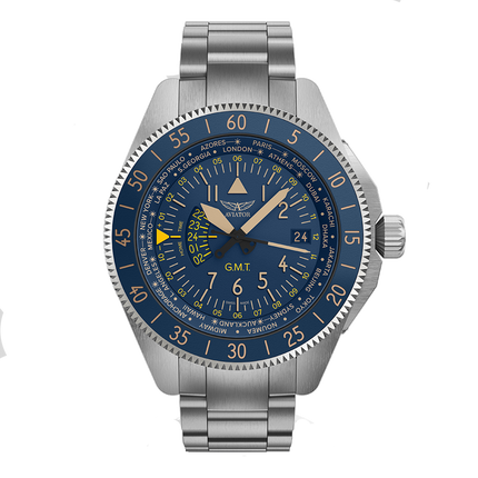 Aviator Airacobra GMT Blue SS Bracelet