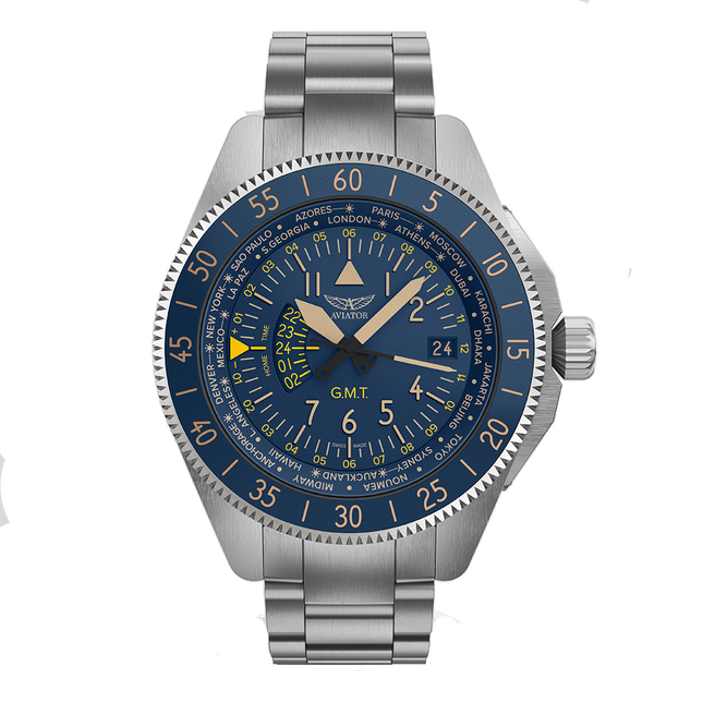 Aviator Airacobra GMT Blue SS Bracelet