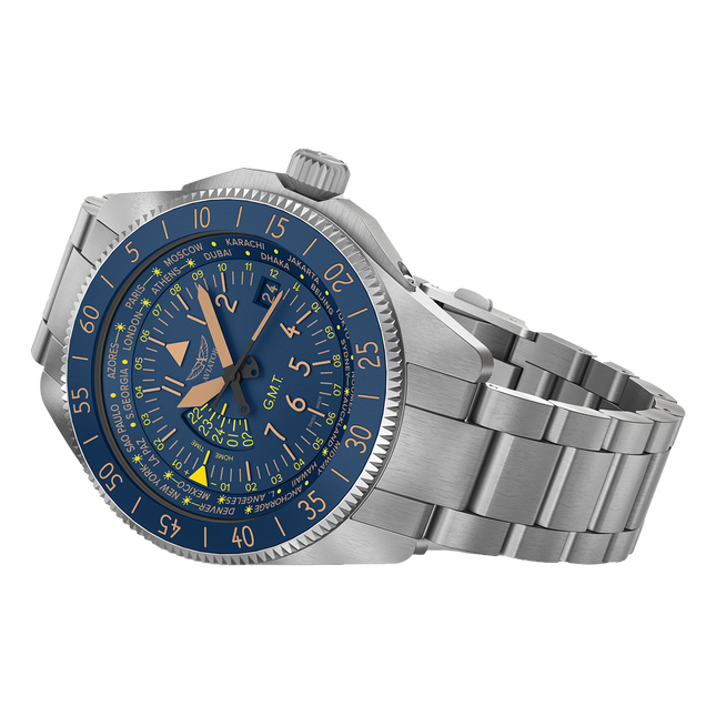 Aviator Airacobra GMT Blue SS Bracelet