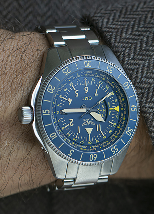 Aviator Airacobra GMT Blue SS Bracelet