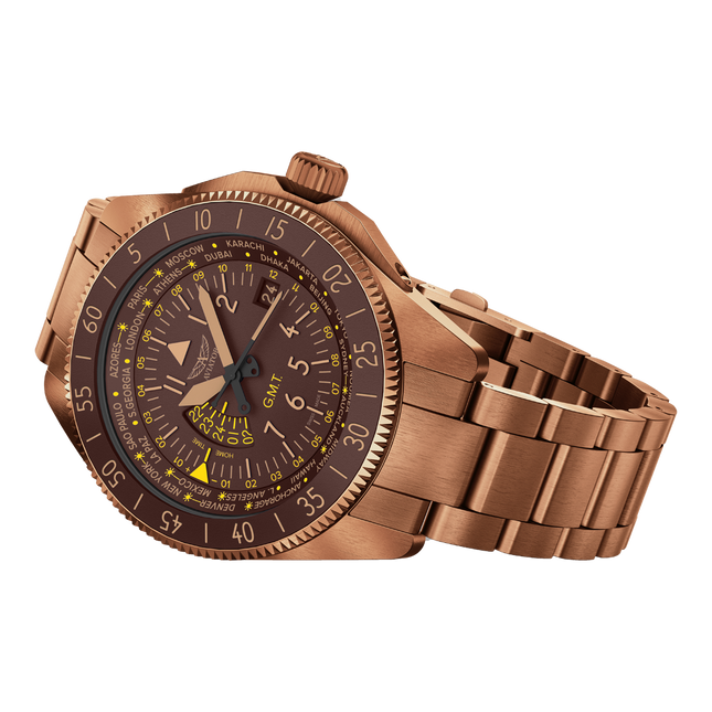 Aviator Airacobra GMT Brown Bronze PVD Bracelet