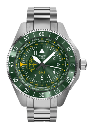 Aviator Airacobra GMT Green SS Bracelet