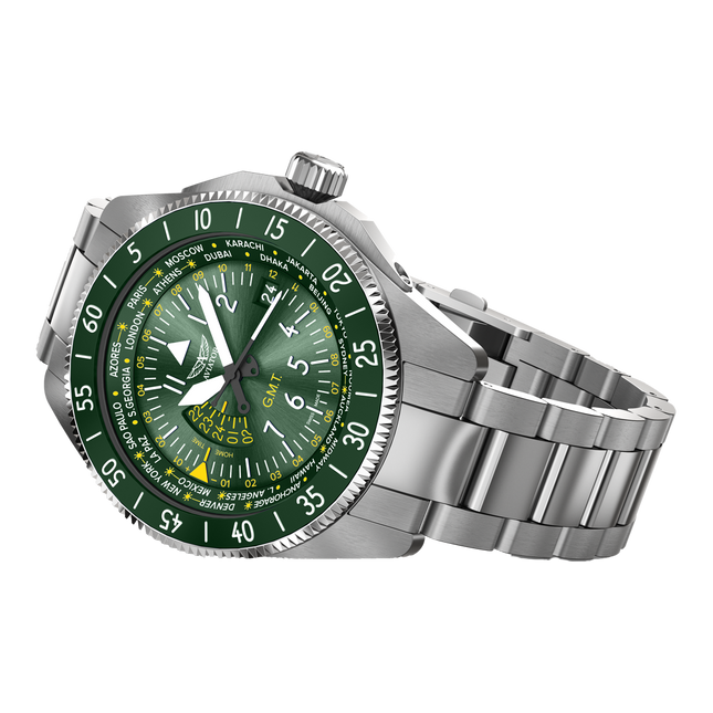 Aviator Airacobra GMT Green SS Bracelet