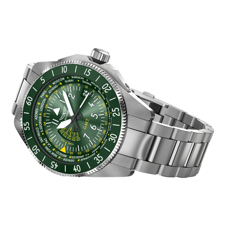 Aviator Airacobra GMT Green SS Bracelet