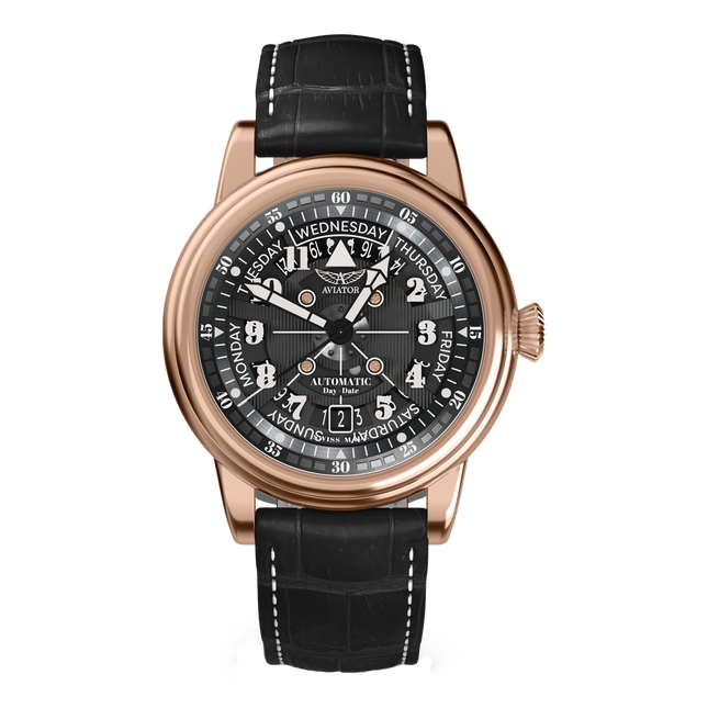 Aviator Douglas Day-Date Meca-41 Black RG