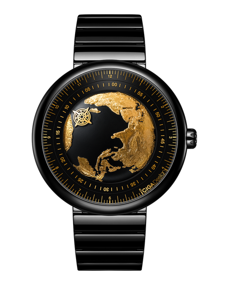 CIGA Design Blue Planet Gilding Black Gold Automatic Watch