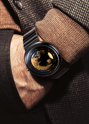 CIGA Design Blue Planet Gilding Black Gold Automatic Watch
