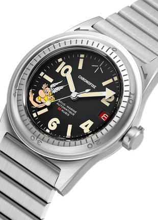 Chronofixe Cofrefor Astérix in Switzerland limited edition automatic watch angled view