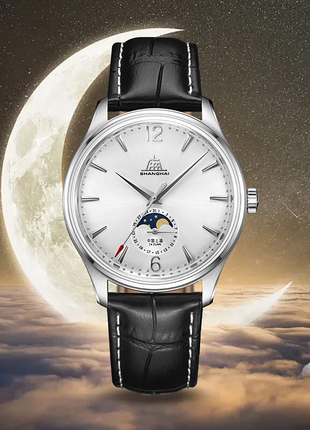 Shanghai Watch Pioneer Moonphase 39mm - Silver Dial