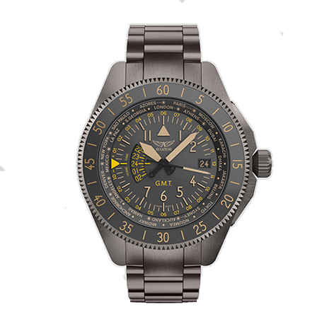 Aviator Airacobra GMT Grey PVD Bracelet