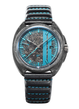 Zelos GT Carbon Teal 40mm - Forged Carbon Dial Automatic Watch
