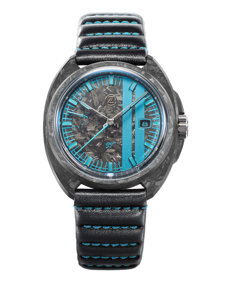 Zelos GT Carbon Teal 40mm - Forged Carbon Dial Automatic Watch