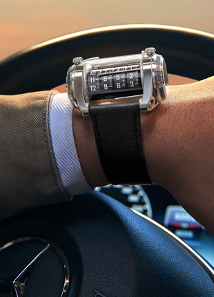ANGLES Cylindrex Silver Cobalt 40mm automatic watch worn on the wrist