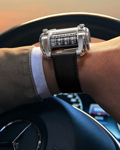 ANGLES Cylindrex Silver Cobalt 40mm automatic watch worn on the wrist