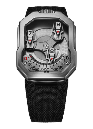 ANGLES Orbitron Ash Titanium 39mm automatic watch with rotating pyramid time display