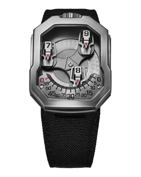 ANGLES Orbitron Ash Titanium 39mm automatic watch with rotating pyramid time display