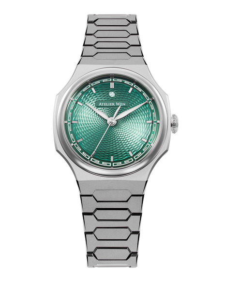 Atelier Wen Perception V3 Yún Green with hand-turned guilloché dial and micro-frosted 904L steel case