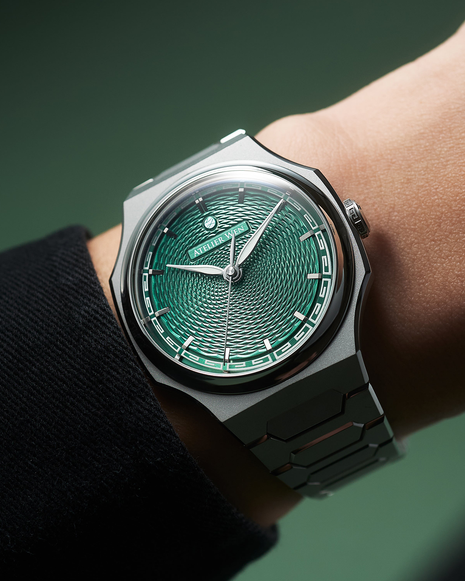 Atelier Wen Perception V3 Yún Green 40mm automatic watch worn on the wrist