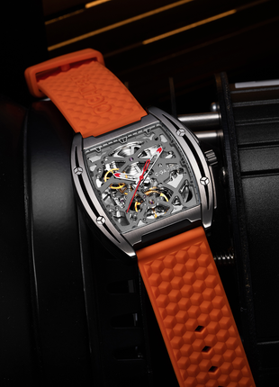CIGA Design Edge Titanium Orange Skeleton Automatic Watch