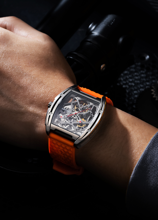 CIGA Design Edge Titanium Orange Skeleton Automatic Watch