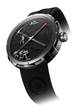 Grade 5 titanium case and crown of the CIGA DESIGN Everest China automaton watch