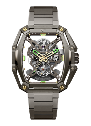 CIGA DESIGN Hunter Vintage Brown Gold automatic skeleton watch with integrated H-link bracelet