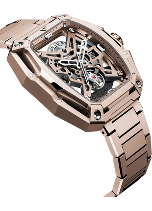 Three-layer tonneau-shaped case of the CIGA DESIGN Hunter Vintage Rose Gold with micro-sandblasted finish