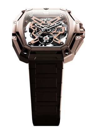 Skeletonised dial of the CIGA DESIGN Hunter Vintage Rose Gold showcasing the CD-07 automatic movement