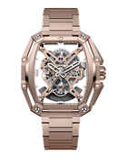 CIGA DESIGN Hunter Vintage Rose Gold automatic skeleton watch with integrated H-link bracelet