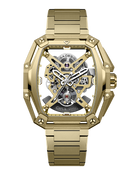 CIGA DESIGN Hunter Vintage Sand Gold automatic skeleton watch with integrated H-link bracelet