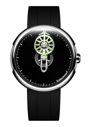CIGA Design Time Cipher stainless steel wandering hour watch Super Black dial front view