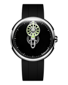 CIGA Design Time Cipher stainless steel wandering hour watch Super Black dial front view
