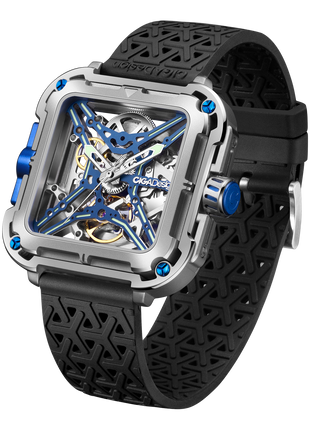 CIGA Design X Series Gorilla Blue Titanium suspension case corner detail