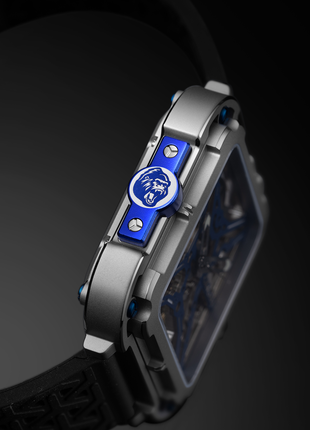 CIGA Design X Series Gorilla Blue Titanium suspension case corner detail