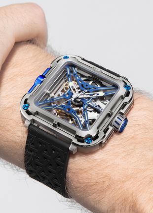 CIGA Design X Series Gorilla Blue Titanium watch worn on wrist