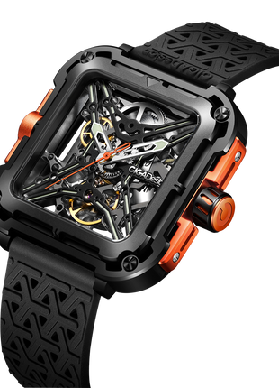CIGA Design X Series Gorilla Orange PVD suspension case corner detail