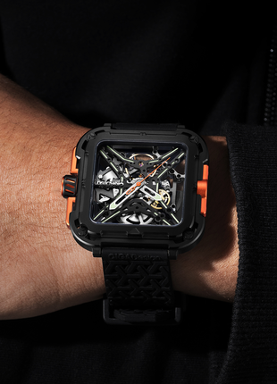 CIGA Design X Series Gorilla Orange PVD watch worn on wrist