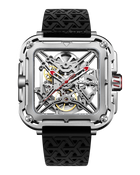 CIGA Design X Series Gorilla Red Stainless Steel skeleton watch front view