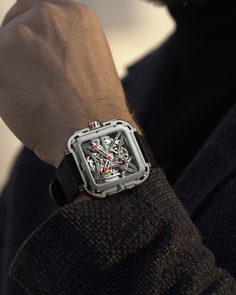 CIGA Design X Series Gorilla Red Stainless Steel watch worn on wrist