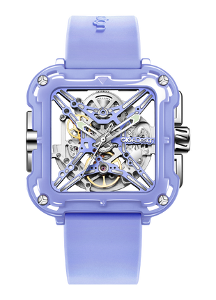 CIGA Design X Series Machina Purple skeleton watch front view
