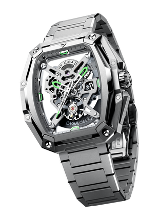 CIGA Design Z Hunter Silver angular case profile detail