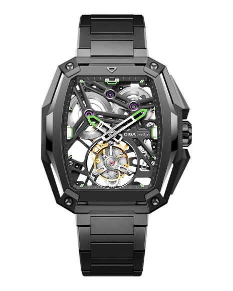 CIGA Design Hunter Tourbillon Carbon skeleton watch front view