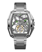 CIGA Design Hunter Tourbillon Silver skeleton watch front view