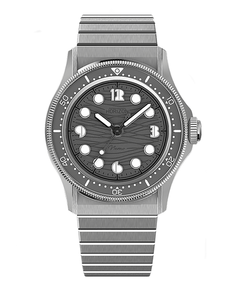 Horizon Nemo Grey Matters Grey Wave 40mm automatic watch with textured grey dial