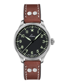 Laco Augsburg 39 Type A Automatic Pilot Watch front view with black Flieger dial