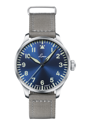 Laco Augsburg Blaue Stunde 42 Type A Automatic Pilot Watch with blue sunray Flieger dial